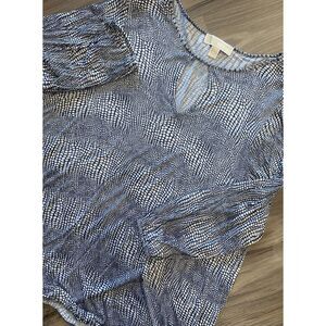 Ladies Michael Kors Blouse Viscose White Blue‎ Size OX